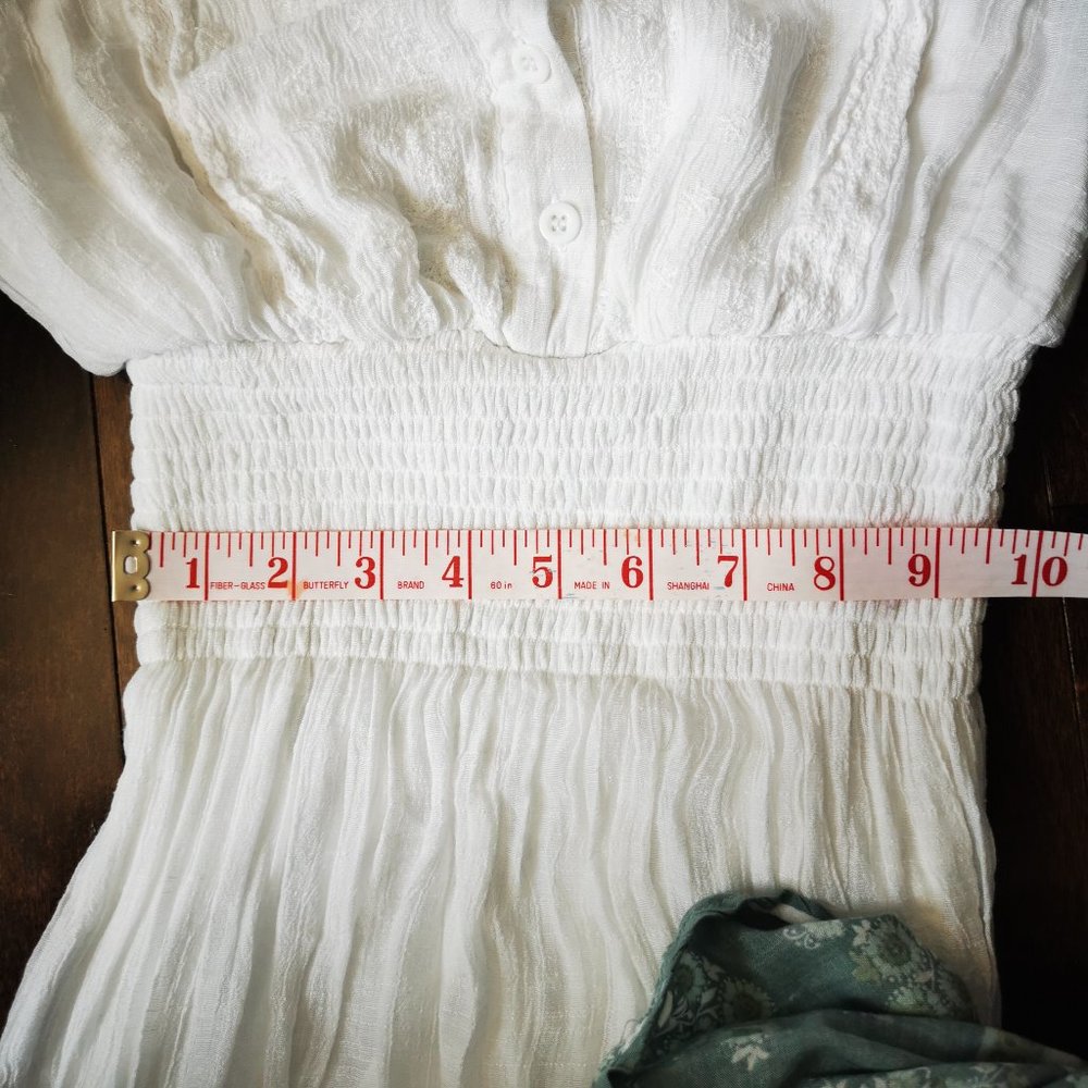 Beautiful boho feminine Rebellion white Midi Dress, short sleeve, size S - Picture 8 of 9